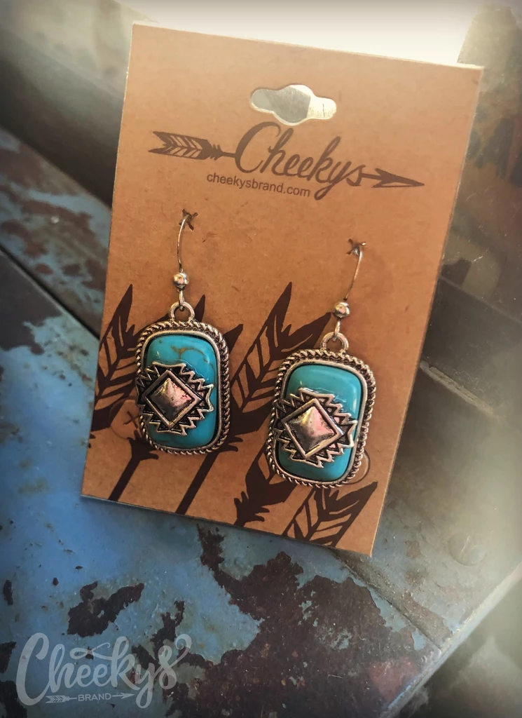 Turquoise Aztec Drop Earrings #aztec