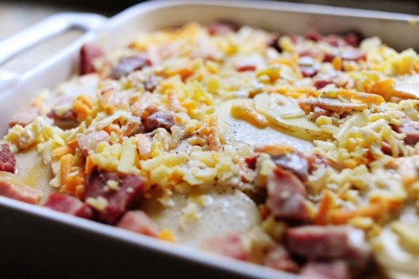 Scalloped potatoes and ham on Easter