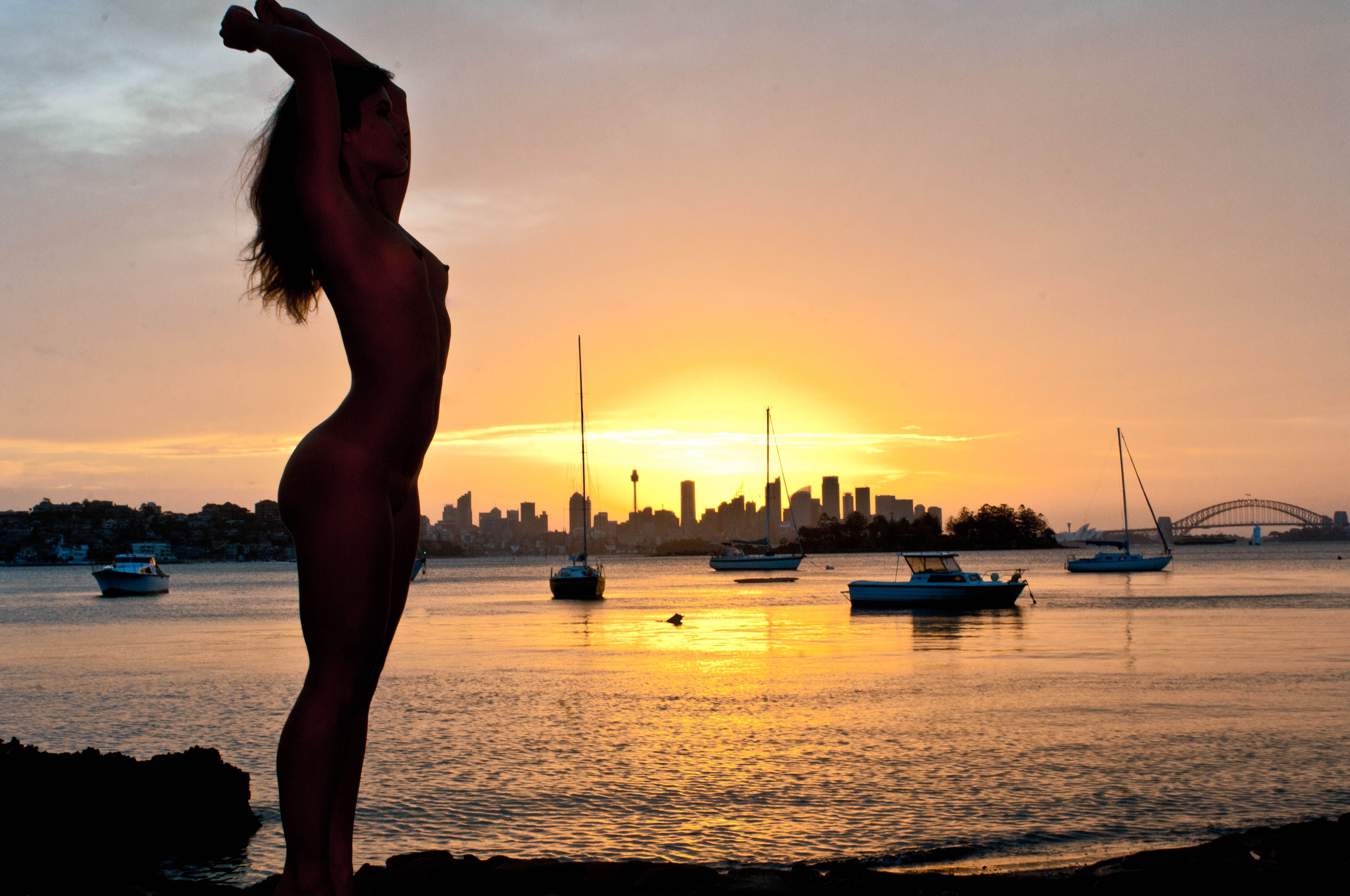 Naked women at sunset, tits carecss porn sex video gif