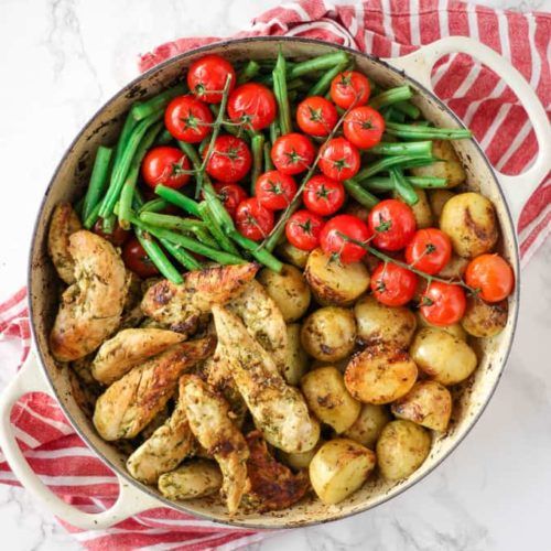 Pesto Chicken Bake - An Easy and Delicious One Pan Recipe #onepandinnerschicken