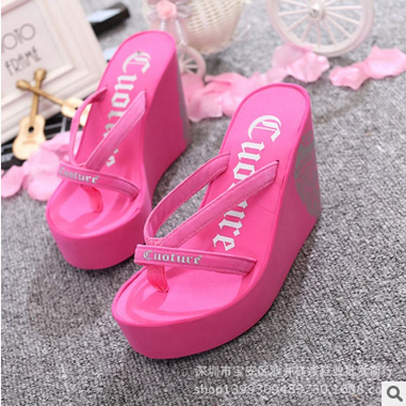 Fashion Summer 11cm High Heels Women Rubber Flip Flops Details about Women Shoes Cork Wedge Sky High Heel Platform Slide Sandals Mules Slipper Summer