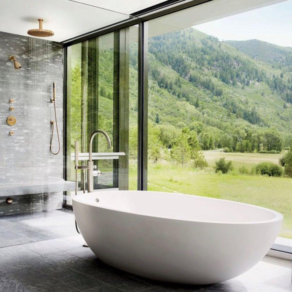 How to create a gorgeous bathroom including the best tile, statement bathtubs, ideas to create a spa-like bathroom plus how to create that wow factor with a special feature. Spa Like Bathroom, Tiny House Bathroom, Gorgeous Bathroom, Bathroom Sets, Bathroom Interior, Bathroom Inspo, Architectural Digest, Modern Bathtub, Modern Bathroom Design