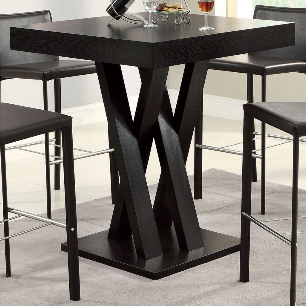 Modern Wooden Cappuccino Classic Dining Table Cross Legs Square Bar 40 High Dining Table Square Dining Tables Bar Height Dining Table