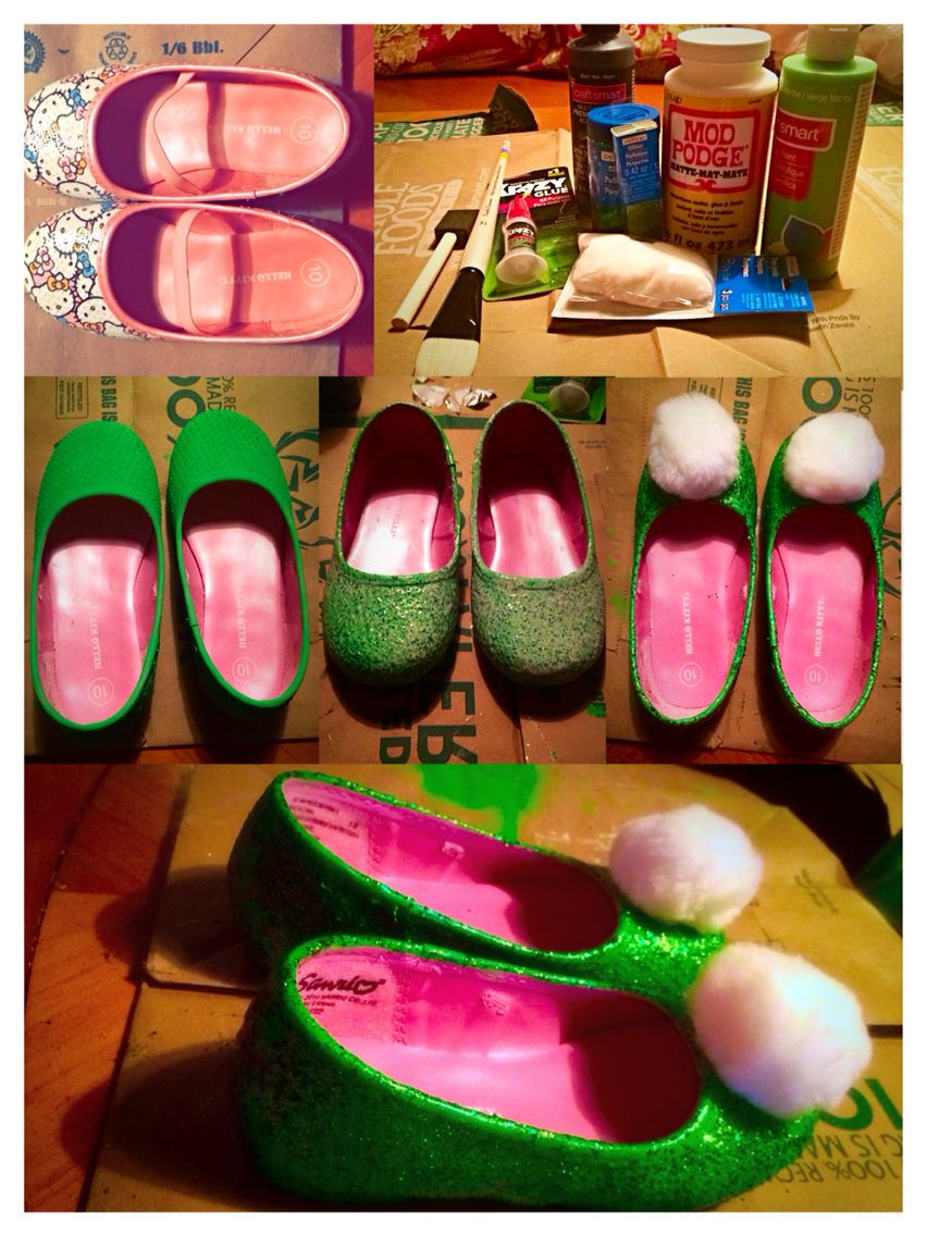 Beautiful Homemade Tinkerbell Shoes Mod Podge Mint Green Acrylic Beautiful Homemade Tinkerbell Shoes Mod Podge Mint Green Acrylic Paint Glitter Regular Extra Fine Color Kiwi Paintbrush New