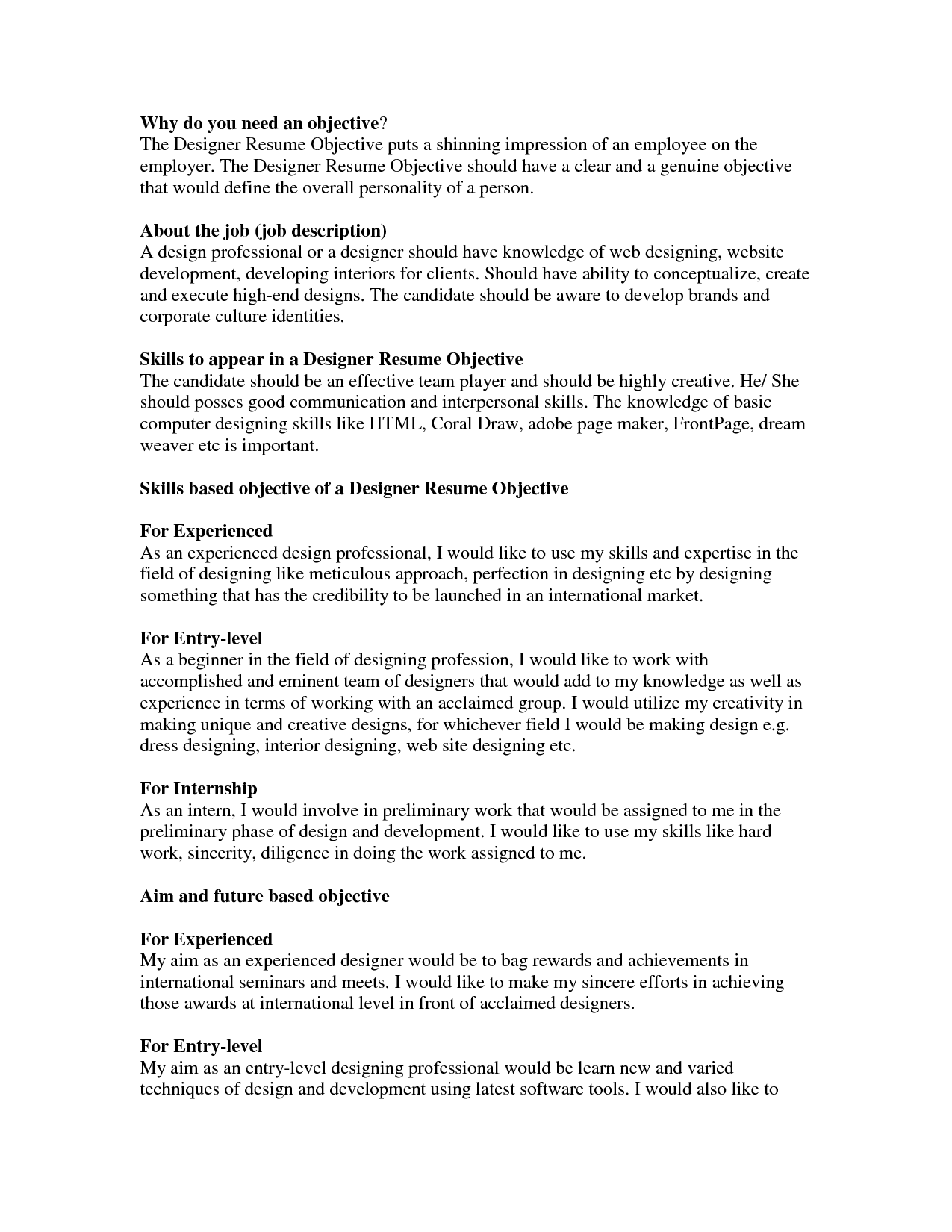 Good Objective For Resumes Template Awesome Resume Objectives