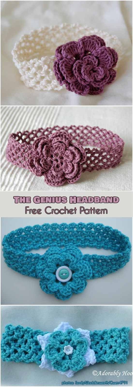 The Genius Headband with Flower Free Pattern #crochetedheadbands