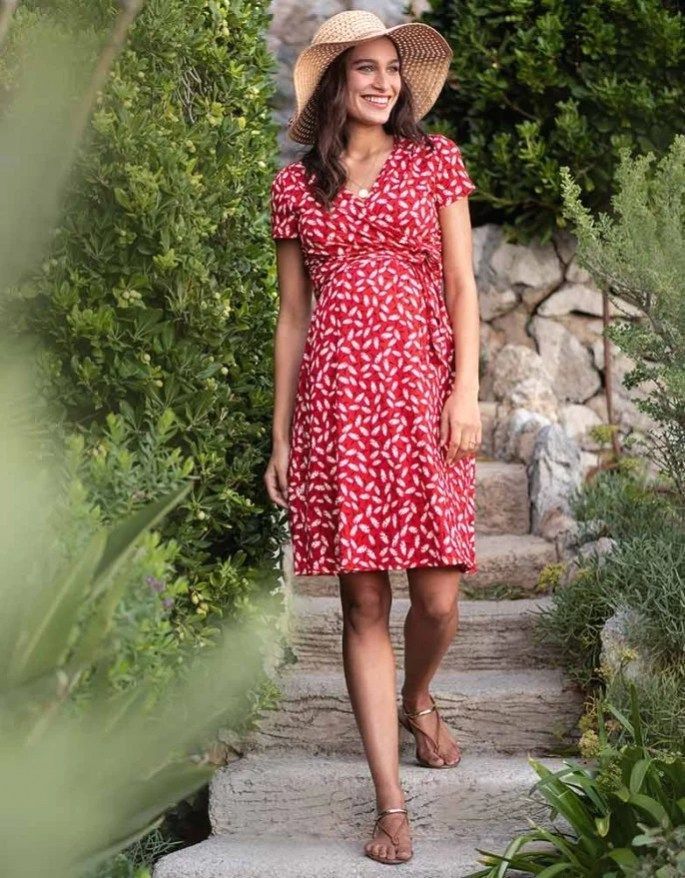 Floral rouge maternité & allaitement robe.