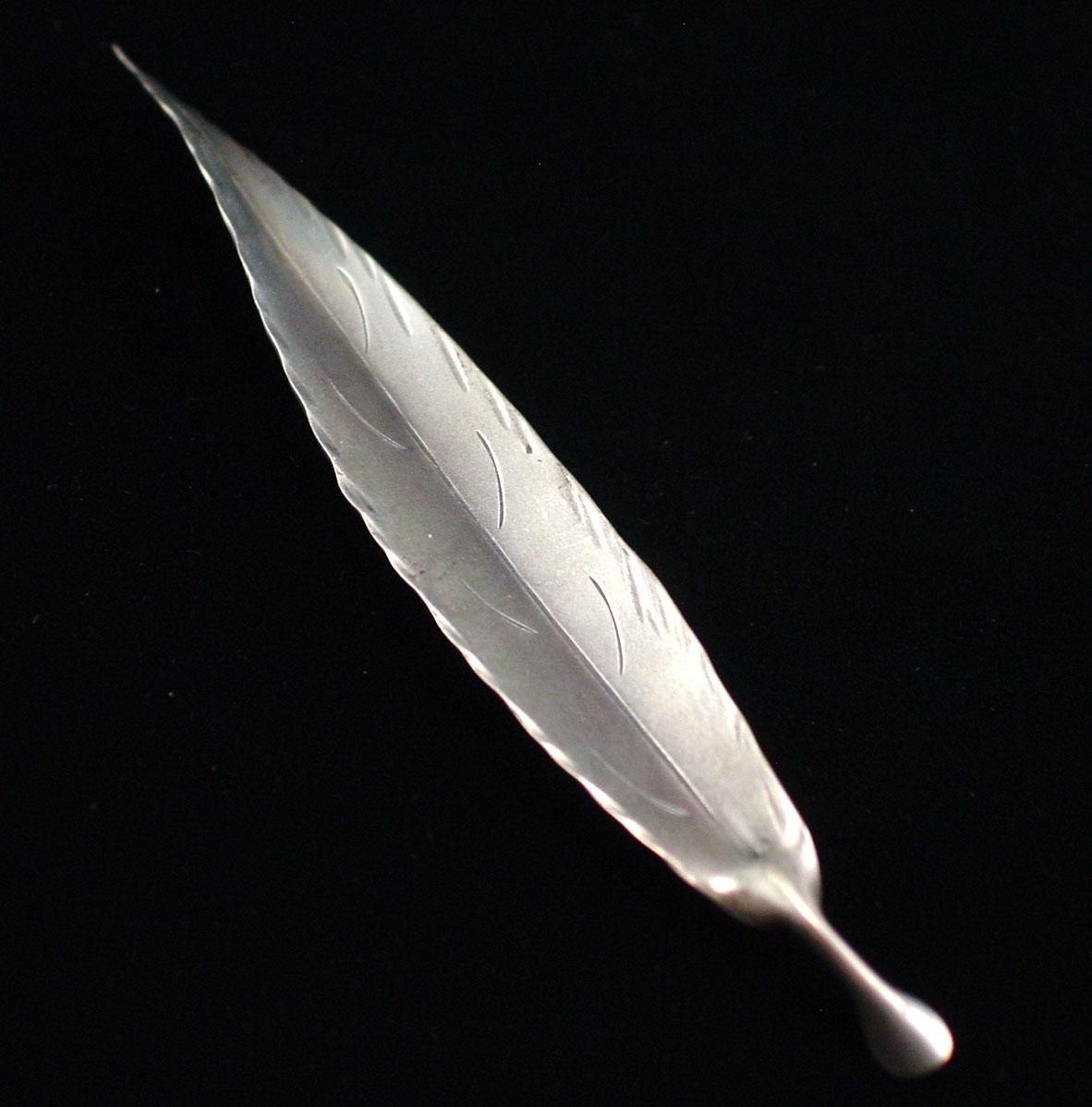 Sterling Silver Stuart Nye Leaf or Feather Brooch Pin