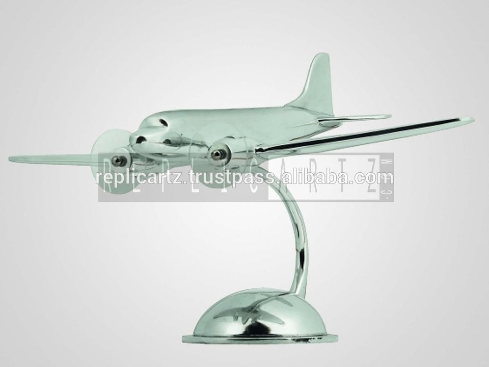 Office Desk Art Metal Aeroplane Plane Jet on Stand