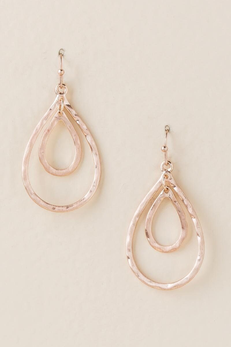 Priya Double Teardrop Earring In Rose Gold Jewelry Earrings Priya Double Teardrop Earring In Rose Gold
