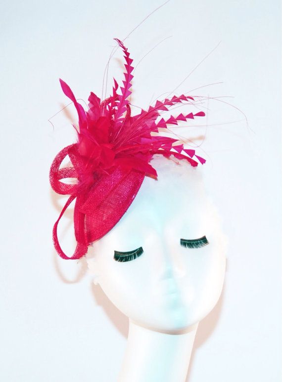 Hot Pink Fascinator Hat Fuschia Kentucky Derby Tea Party Hot Pink Fascinator Hat Fuschia Kentucky Derby Tea Party Royal Wedding