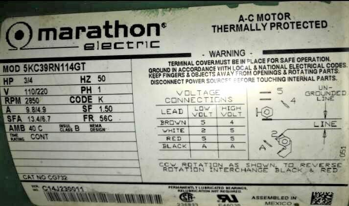 Marathon motor 5kc39rn114gt Marathon Electric, Electrical Code