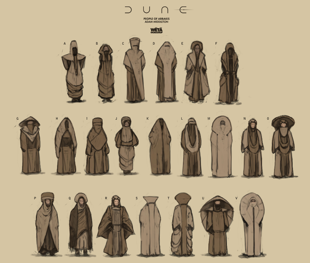 ArtStation - Dune - Costumes, WĒTĀ WORKSHOP DESIGN STUDIO Dune Characters, Fantasy Characters, Character Concept, Character Art, Cyberpunk, Dune Art, Sketches Of People, Workshop Design, Space Opera