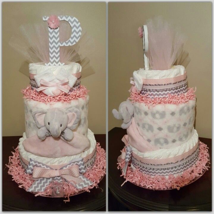 Pink Elephant Diaper Cake Baby Shower Crafts Baby Shower Diy