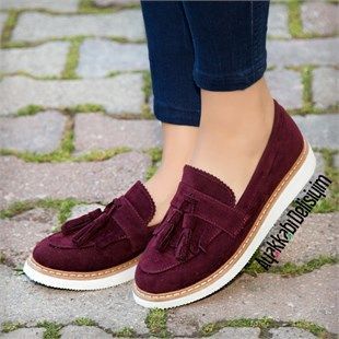 Tendance Chaussures 2017 2018 Demo Suet Bordo Beyaz Puskullu Loafer Ayakkabi Pink Sport Shoes Casual Shoes Women Shoes