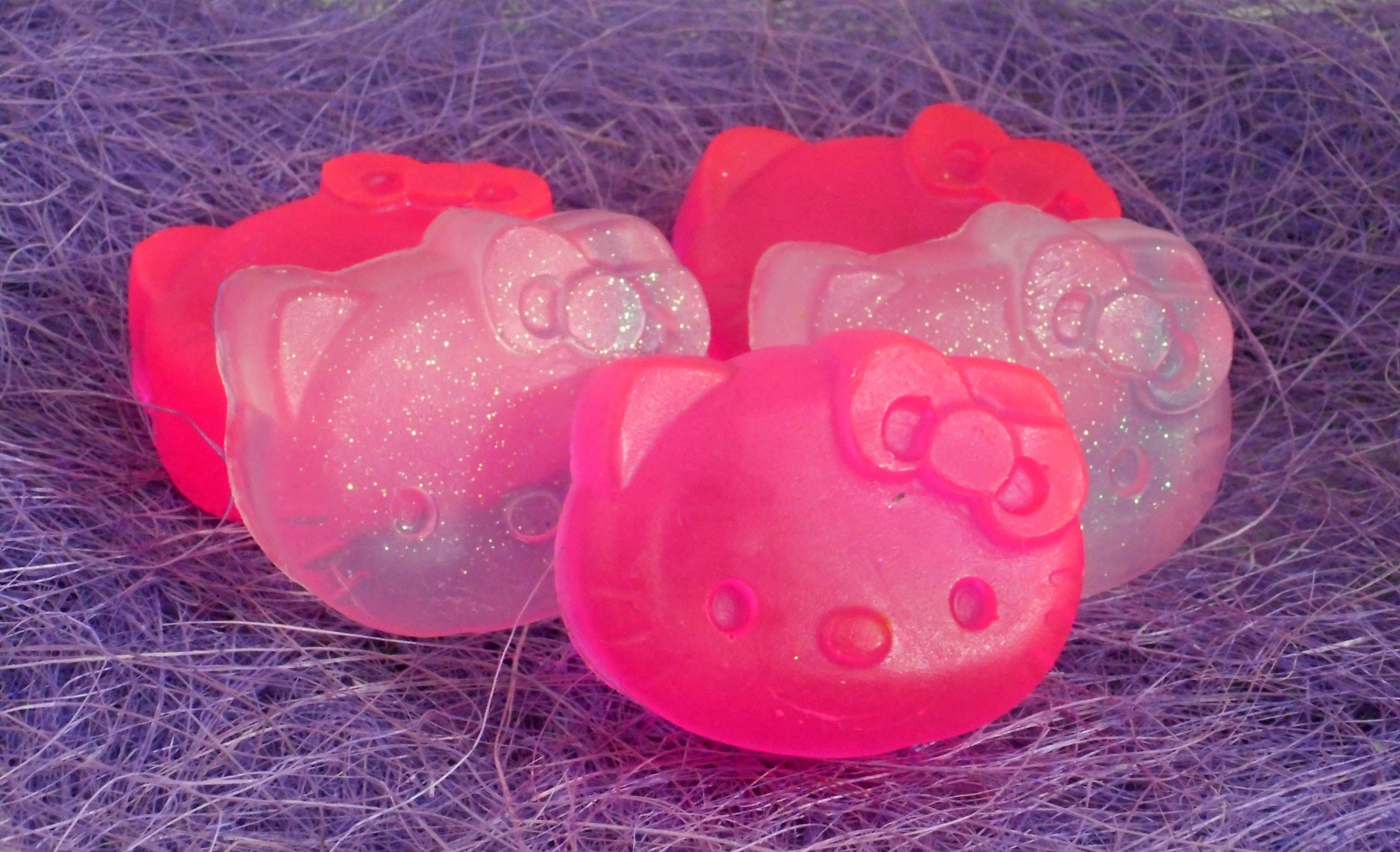 Handmade glycerin soap. Neon pink Hello Kitty with bubble ...