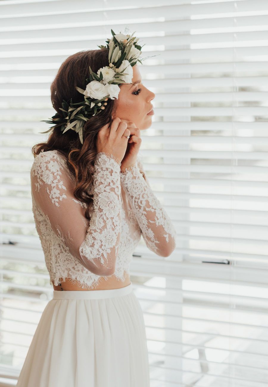 two-piece lace wedding dress