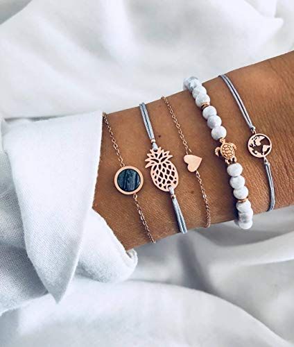 AIGE-Store Turtle Pendant Layered Map Bead Bracelet Set Tree of Life Multi-Layer Tassels Boho Woven Bracelet for Women