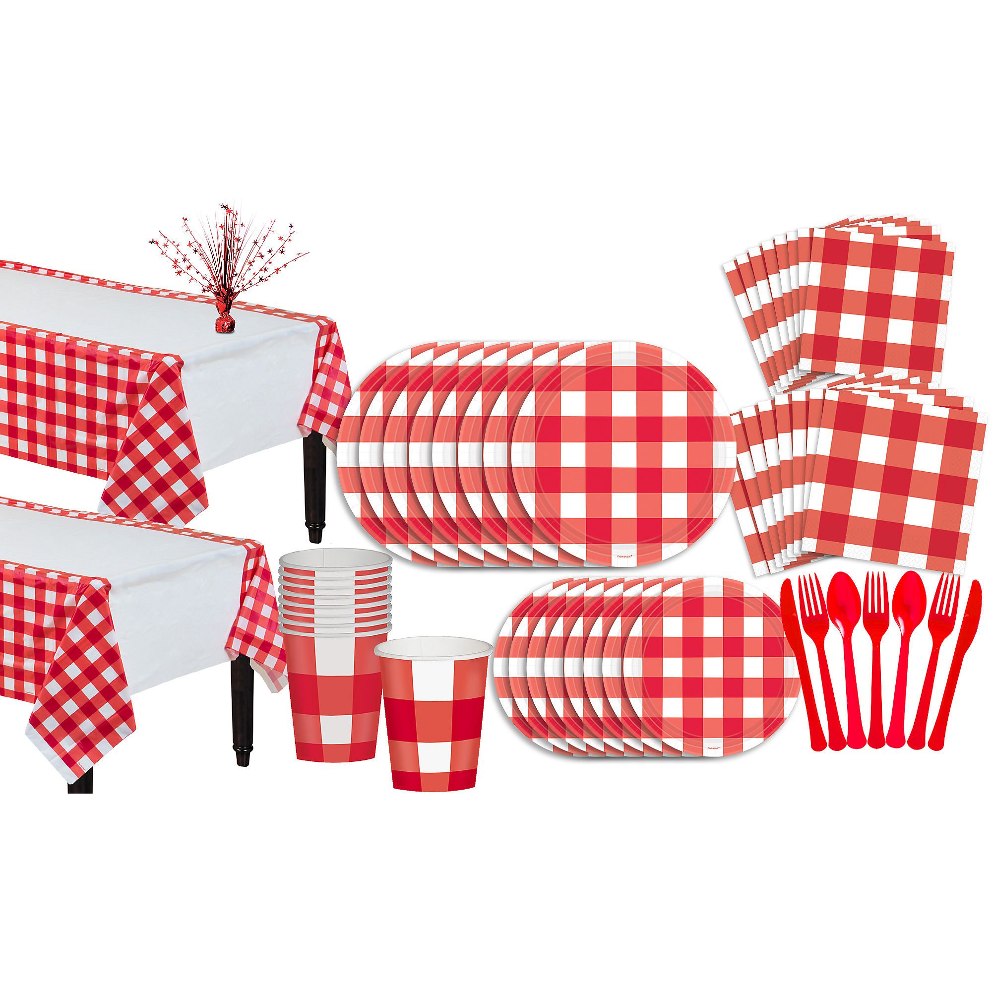 Red Gingham Picnic Party Paper Lunch Napkins x 16