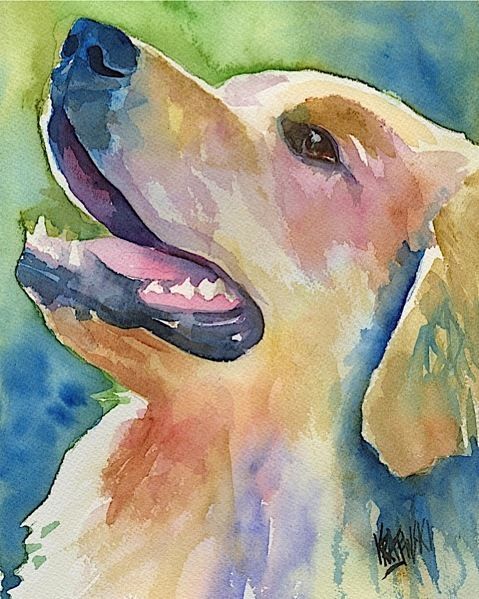 Labrador Retriever 11x14 signed art PRINT RJK painting Yellow Lab