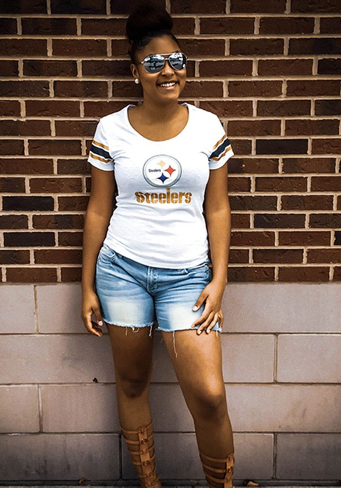 Pitt Steelers Steelers White Junior Fit White Out Short Sleeve Scoop Pitt Steelers Steelers White Junior Fit White Out Short Sleeve Scoop