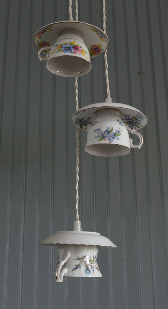3 cluster teacup pendant lights by forgottenchina on etsy lamps
