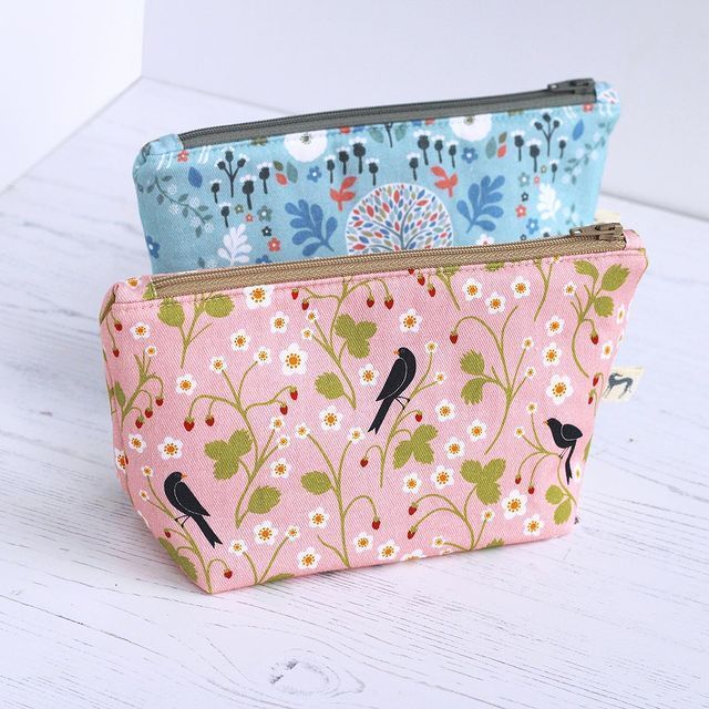 Cosmetic Bags by Sian Summerhayes Beautiful fabrics, handmade, cosmetic bags, Gift For Her, Handmade Gift Idea, Blackbird fabric, Fabric Design, Surface pattern Design, Handmade Pouch Artisan Gift, Handmade Artisan, Unique Gifts For Her, Gifts For Mum, Unique Homewares, Blackbird Designs, Purse Gift, Small Cosmetic Bags, Blackbirds