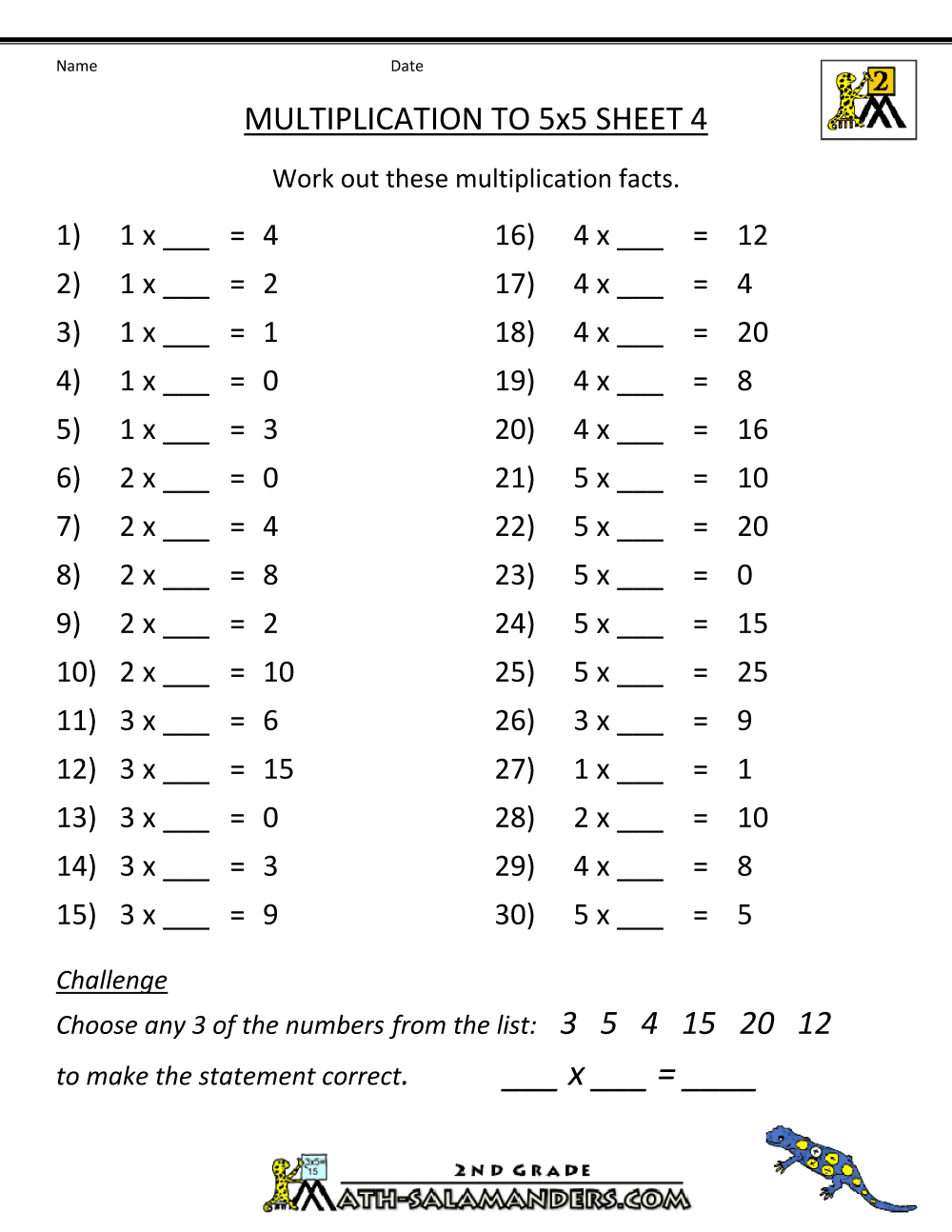 Worksheets 4th Grade Math Practice Worksheets multiplication practice worksheets to 5x5 4 gif 1000 gif