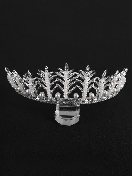 Diadème de mariage Princesse Couronne Coiffures de Mariée Perles Strass Argent Royal Cheveux Accessoires