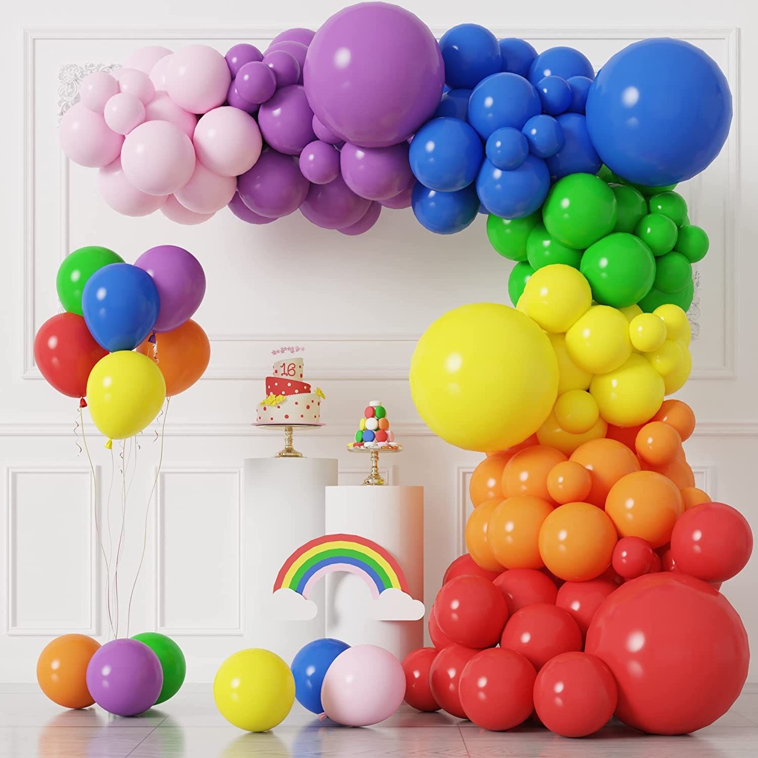 137pcs  Rainbow Balloons Garland Arch Kit 5 / 10 /12/ 18 inches