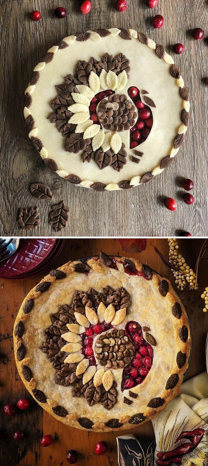 Woman Bakes Beautiful Pies That Would Steal The Show At Every Thanksgiving Table (47 Pics) Thanksgiving Pie Crust, Thanksgiving Pie Recipes, Holiday Recipes, Christmas Pie Recipes, Fall Pies Recipes, Thanksgiving Table, Holiday Pies, Holiday Cooking, Fancy Pie Crust