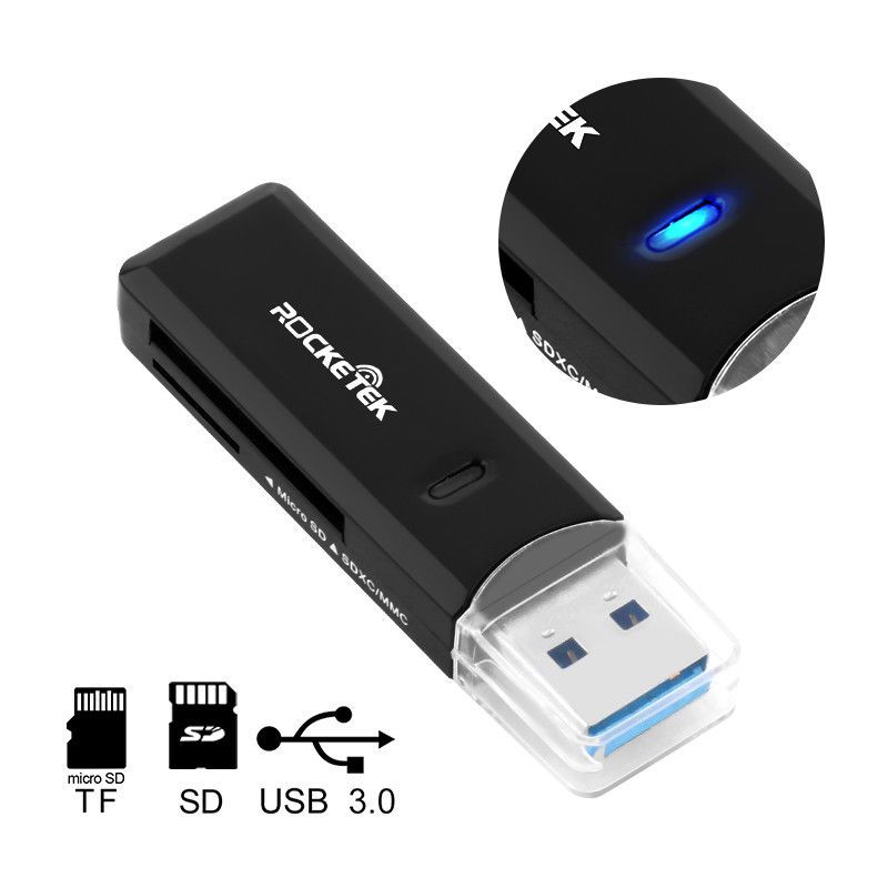 for Micro SDXC TF T-Flash,Compact 2 in 1 USB 3.0 High Speed Memory Card Reader Adapter for Mac Windows Linux,