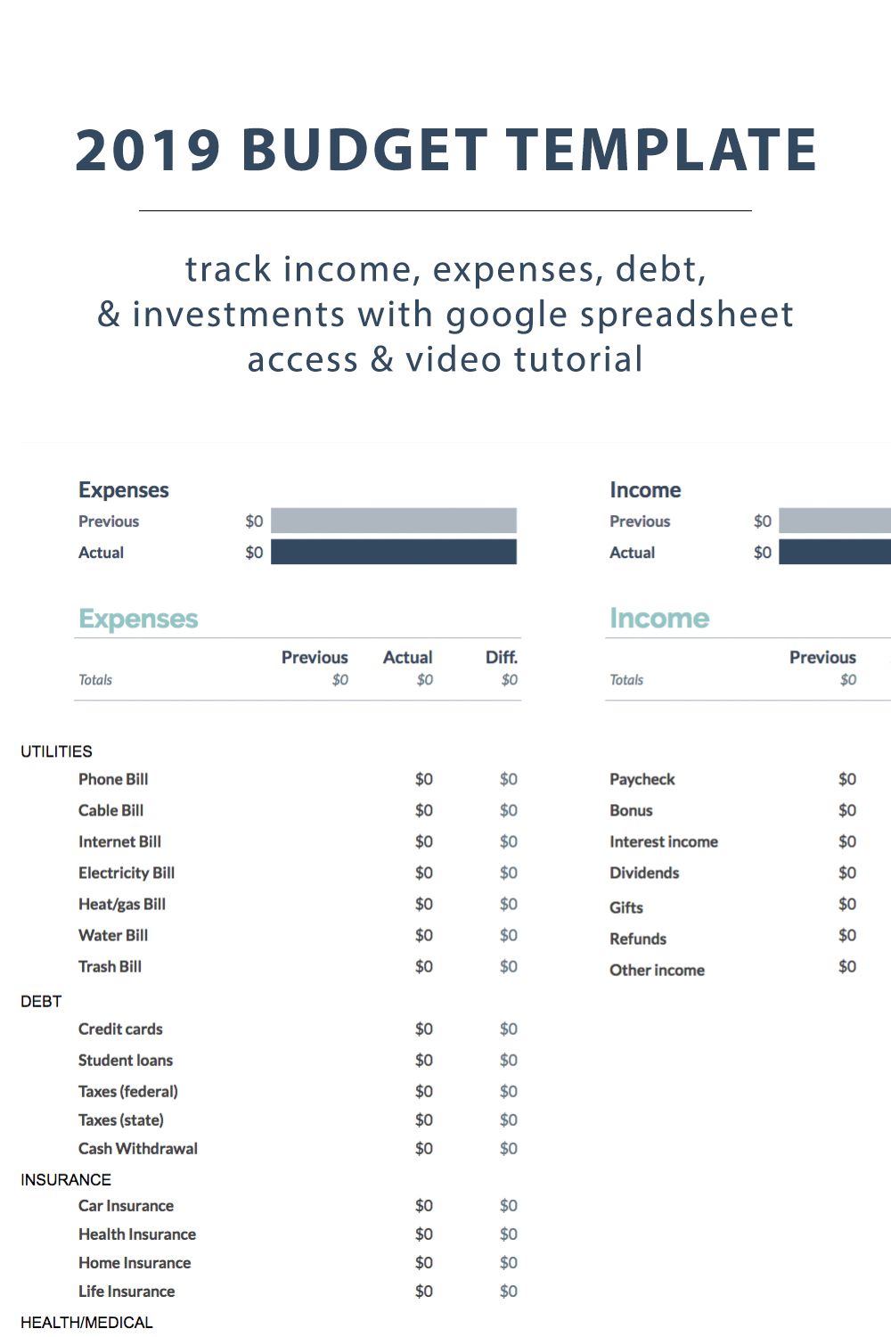 2019 Budget Template Budget Template Budgeting Budget Template Free