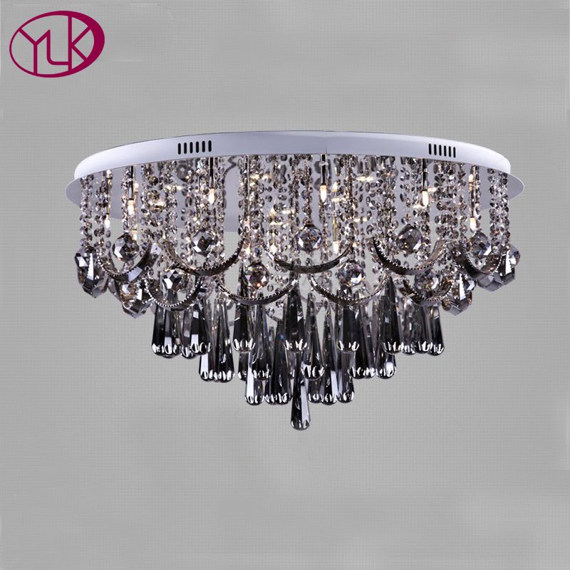 Top Luxury Smoke Grey Crystal Chandelier For Living Room Dia80 H45cm Modern Led Cristal Lamp In Crystal Chandelier, Luxury Smoke Gray Crystal Chandelier