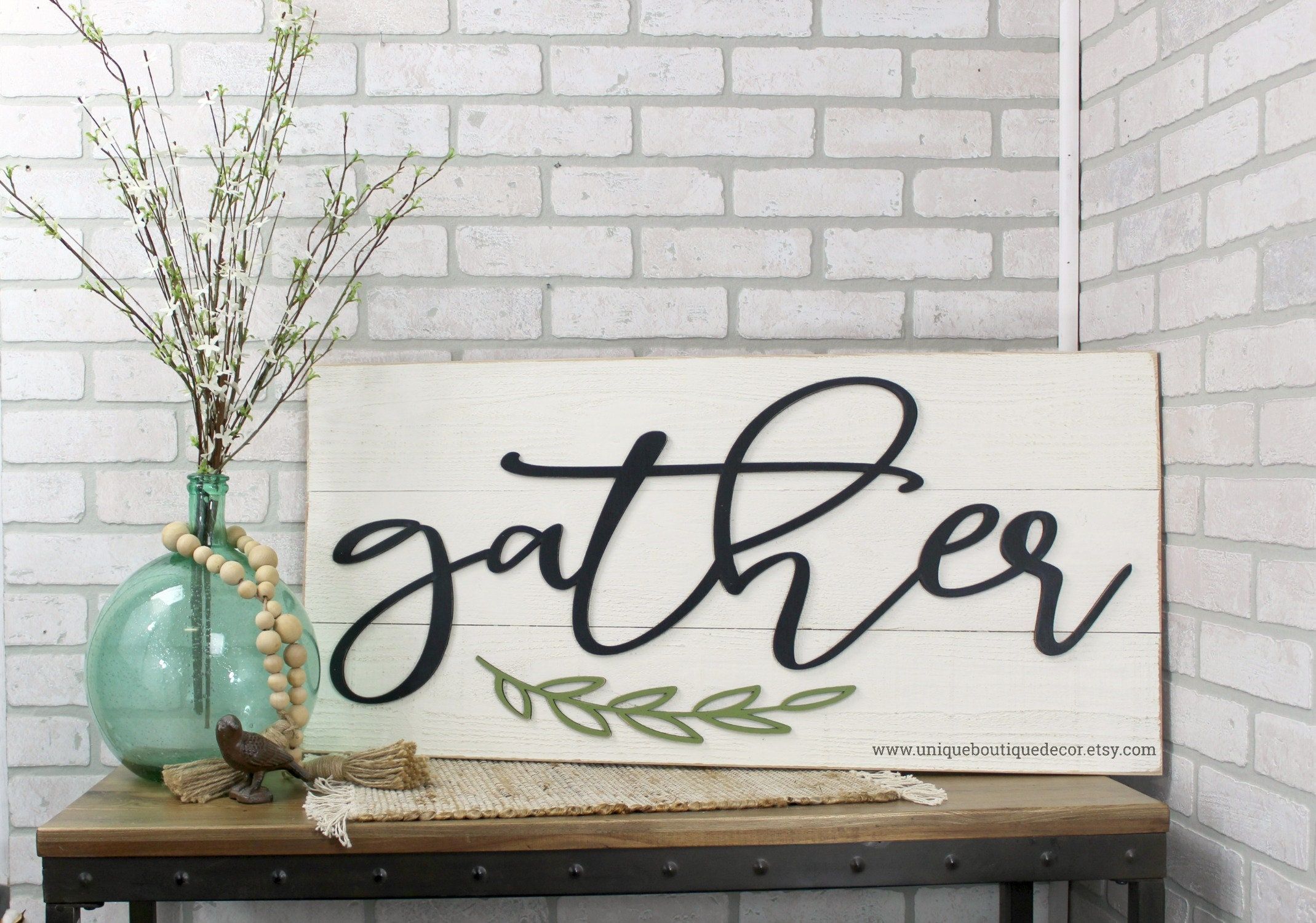 VORCOOL Gather Wood Sign Home D/écor Wall Art Unfinished