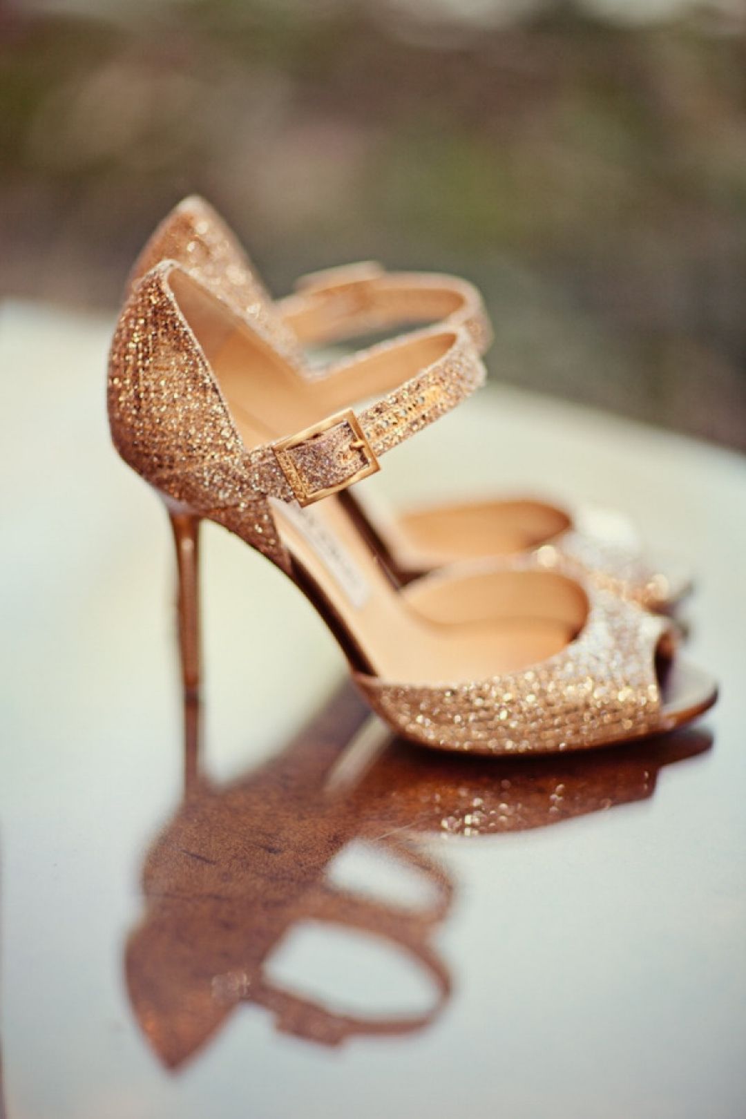 rose gold sparkly wedding shoes