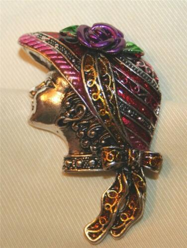Purple Rose and Red Iris Brooch