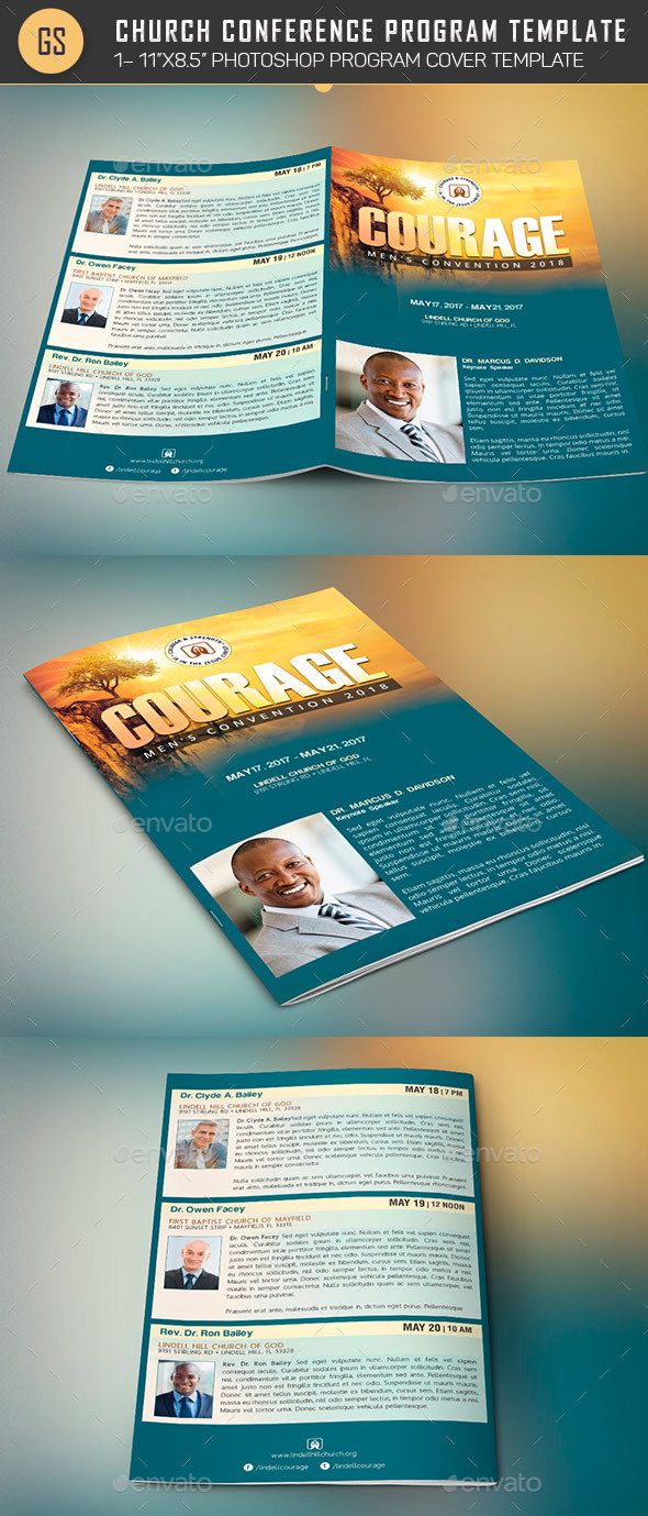 church conference program cover template created with photoshop