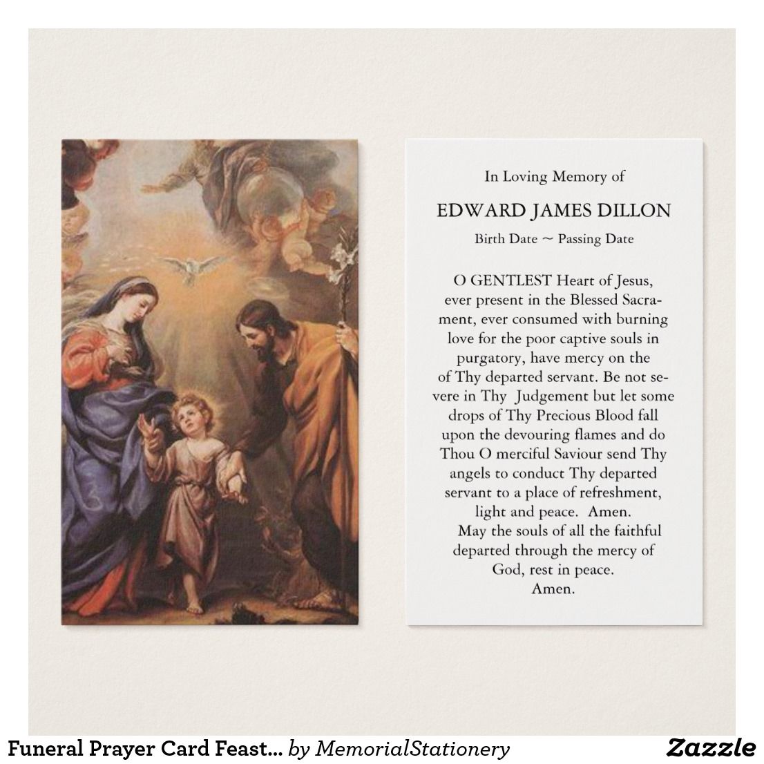 funeral prayer cards