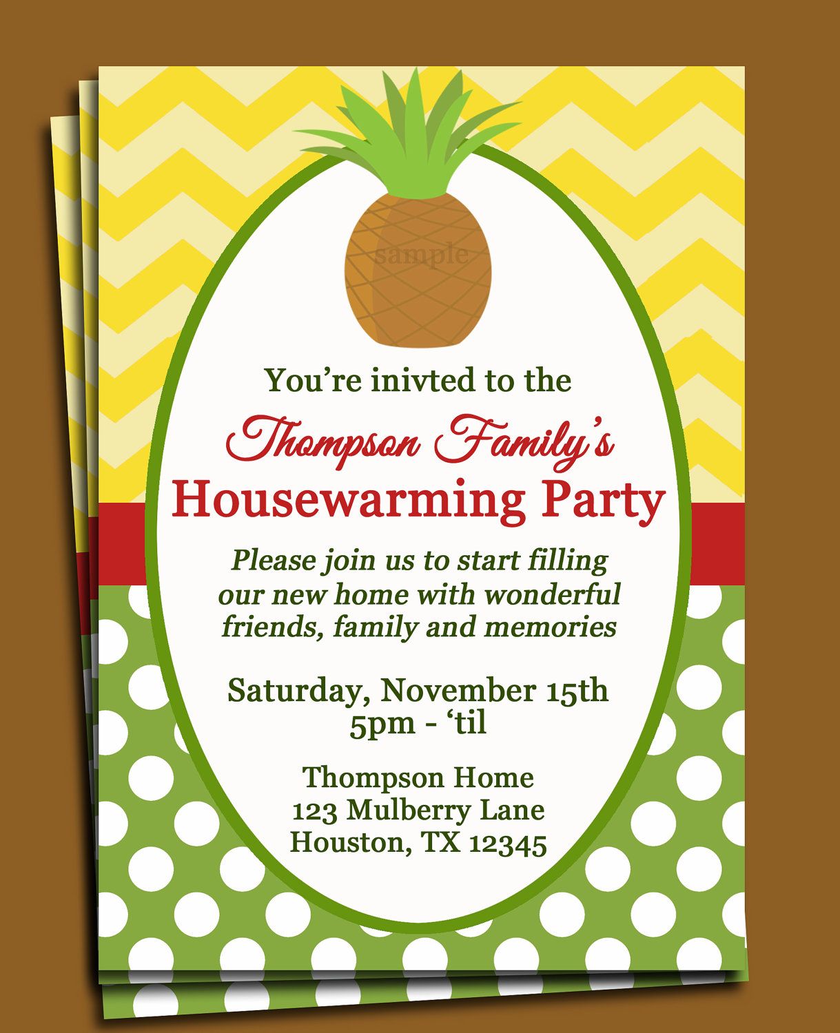 pineapple invitation printable or printed with free shipping new housewarming online invitations