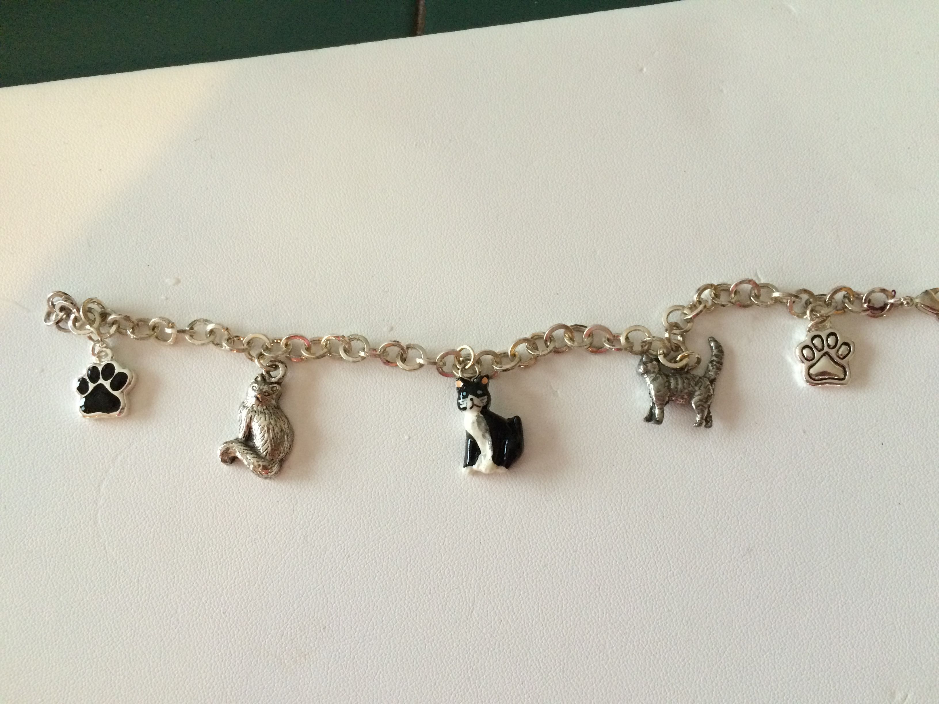 Sterling Silver Cat Charm Bracelet Handmade Jewelry For Sterling Silver Cat Charm Bracelet