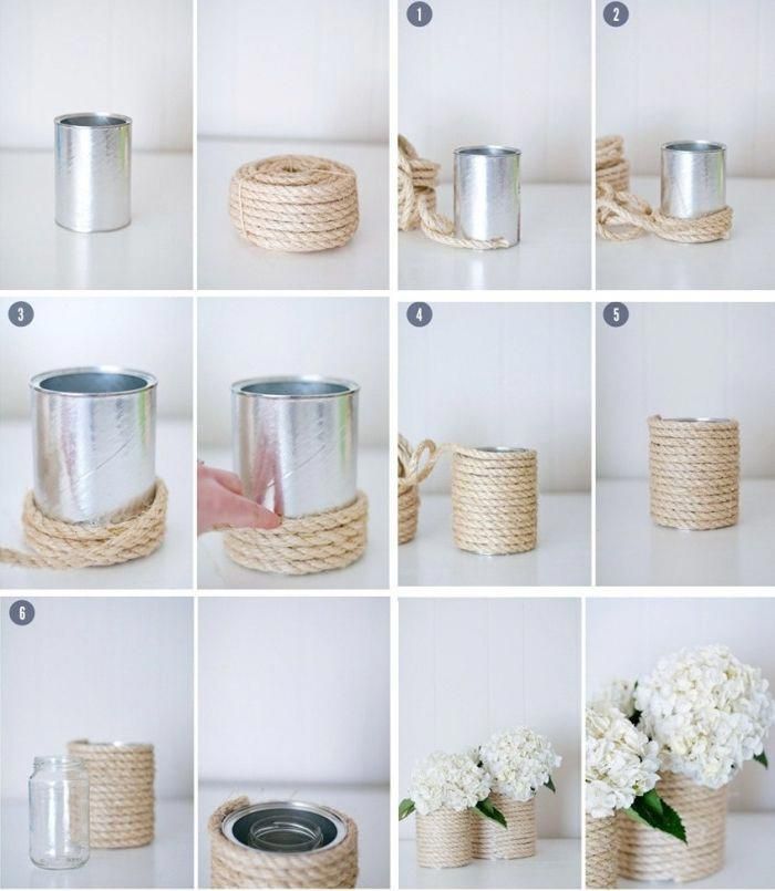 #box #Countrystyle #rope #tin #tuto #vase - Country-style vase in a tin box with rope, Tuto … – #Bucket #ein #im #Landhausstil #mit #landhausstildekoration