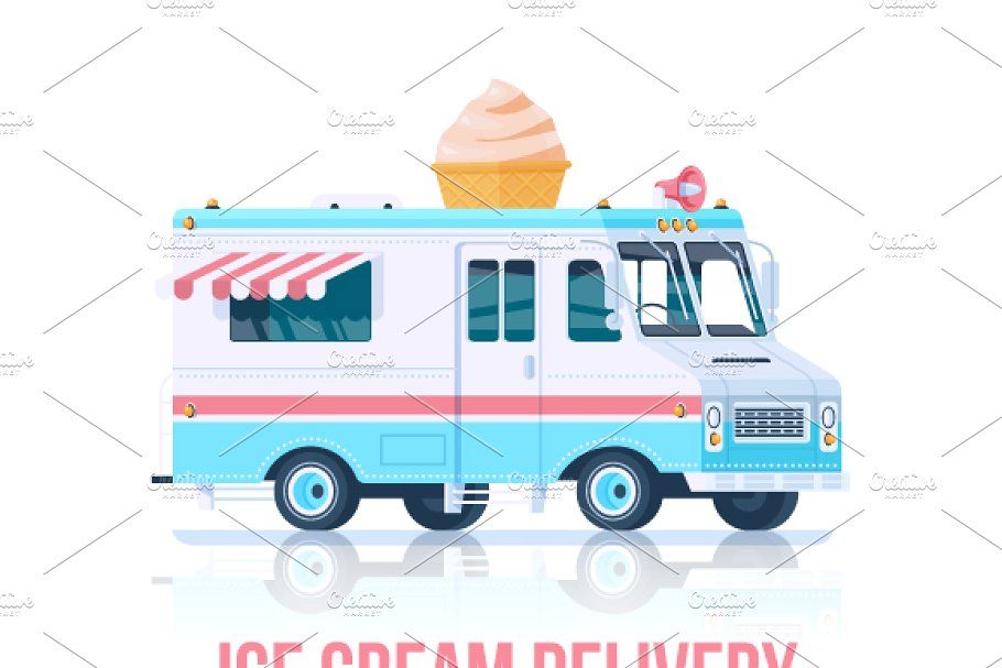 Cartoon Food Truck Ice Cream In 2020 With Images Food Truck