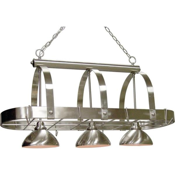 Volume Lighting 3Light Brushed Nickel Pot Rack PendantV302333 The