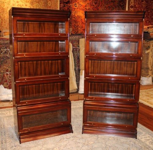 Beautiful Pair Br Bound Sectional Beveled Gl Mahogany Beautiful Pair Br Bound Sectional Beveled Gl Mahogany Barrister Bookcases In Antiques Furniture Post 1950 Ebay