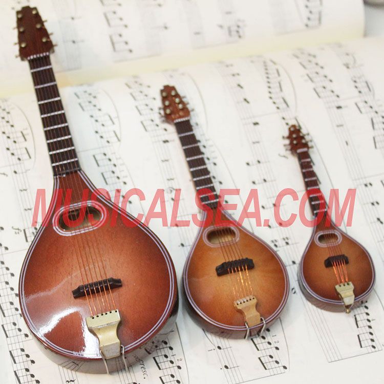 Miniature Mandolin Model,Mandolin Replica Model Wooden Musical Instrument Collectible Gift Decoration 10cm
