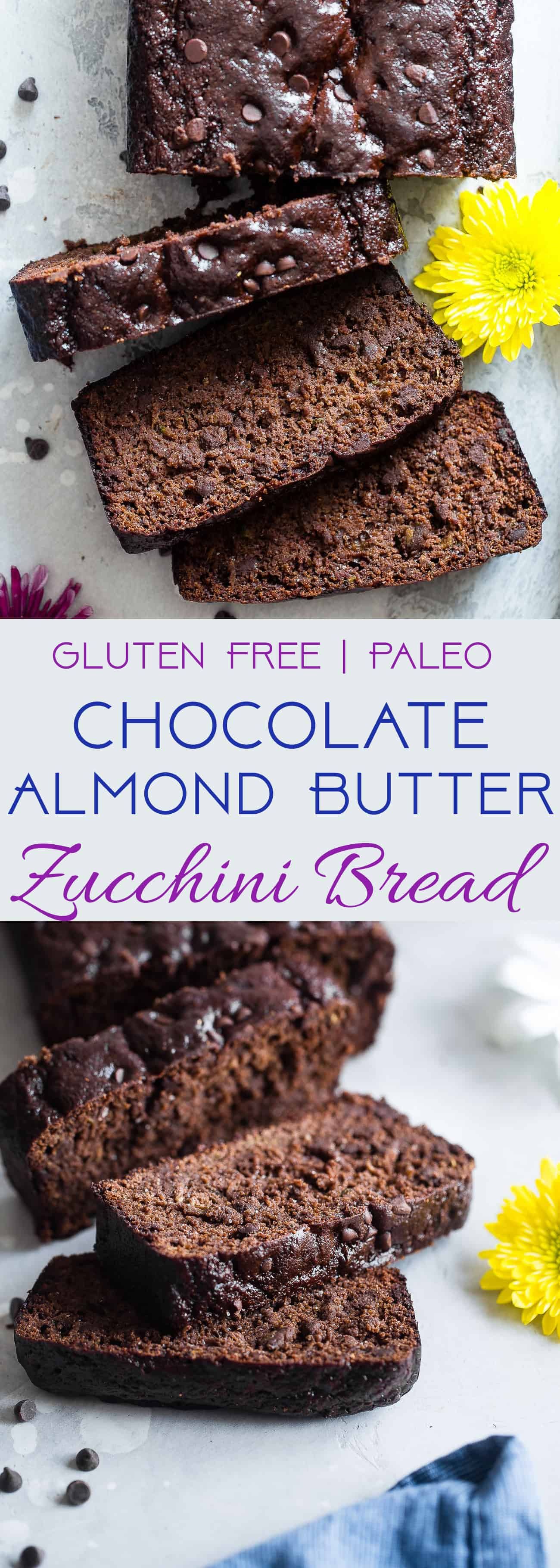 Easy Chocolate Paleo Zucchini Bread - This gluten free zucchini bread is secretly packed with protein and collagen to support healthy skin and bones! It's a healthy, breakfast or snack for kids and adults, and freezes great! | #Foodfaithfitness | #FoodFaithFit | #Paleo #Glutenfree #Collagen #Chocolate #Healthy #healthyskin