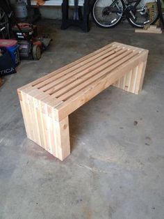 diy outdoor 2x4 slat bench | Diy bench outdoor, Simple 