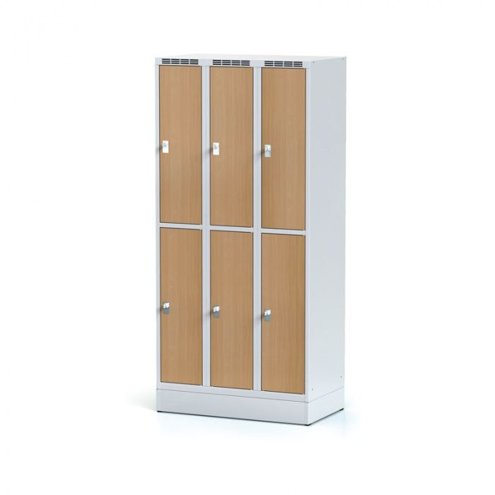 Wardrobe, 6 boxes 300 mm on plinth, laminated beech door,