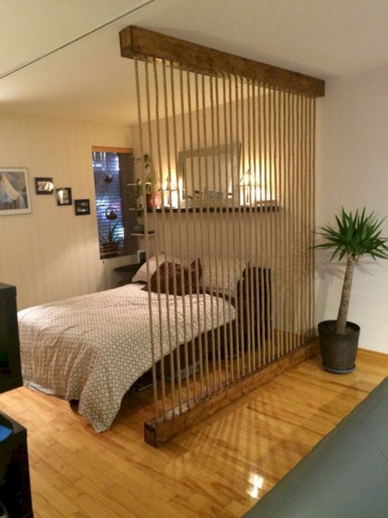 Room Divider Diy, Hanging Room Dividers, Divider Ideas, Wall Dividers, Space Dividers, Divider Wall, Studio Apartment Divider, Apartment Room, Apartment Ideas